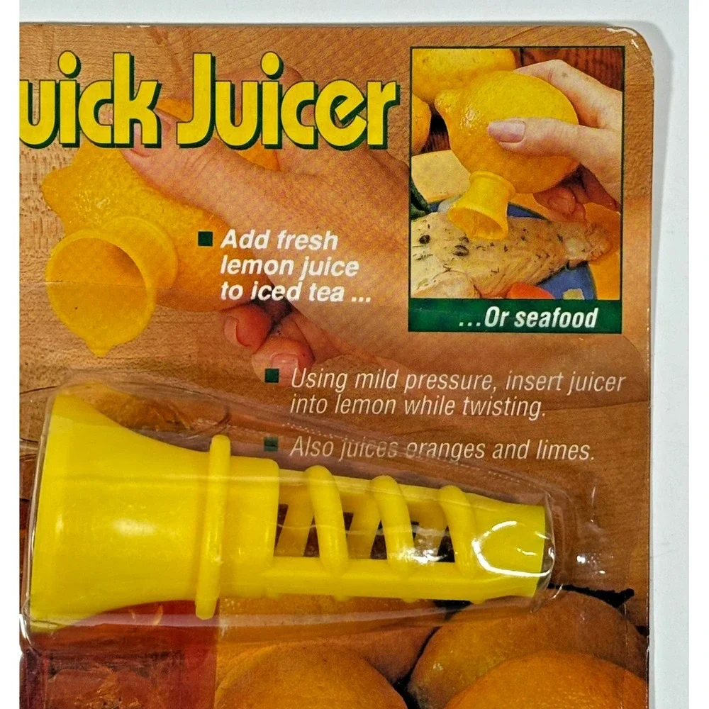 PMC Quick Juicer Kitchen Gadget Yellow Vintage Style Lemon Lime Squeezer